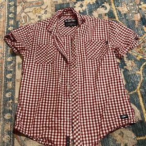 100% Cotton Medium Red Checkered Buttondown